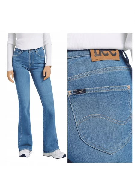 Дамски дънки -  Breese - Bootcut - Висока талия - 5 джоба - Дълги - Цип - Памук - Син - Син