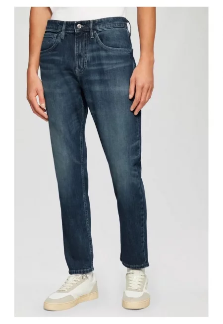 Дънки Mauro - висока талия - кройка Regular Fit - заострени крачоли -  тъмносин