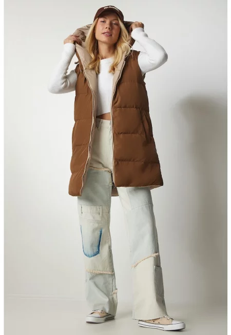 Двулицев елек с качулка