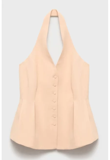 Елек с копчета и плисиран детайл