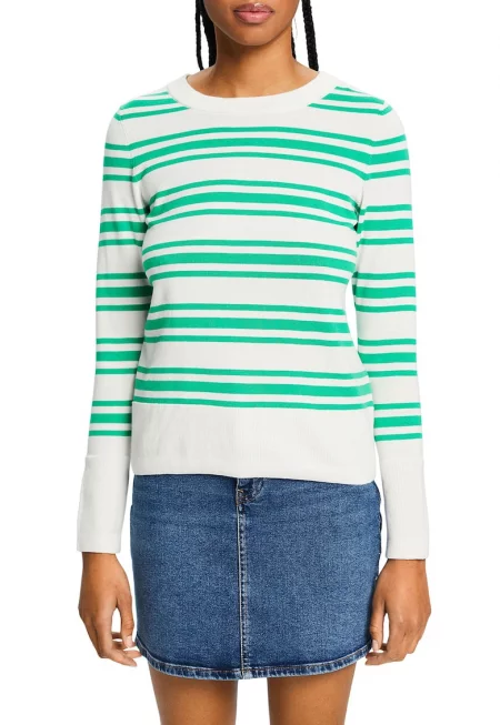 Фино плетен пуловер на райе