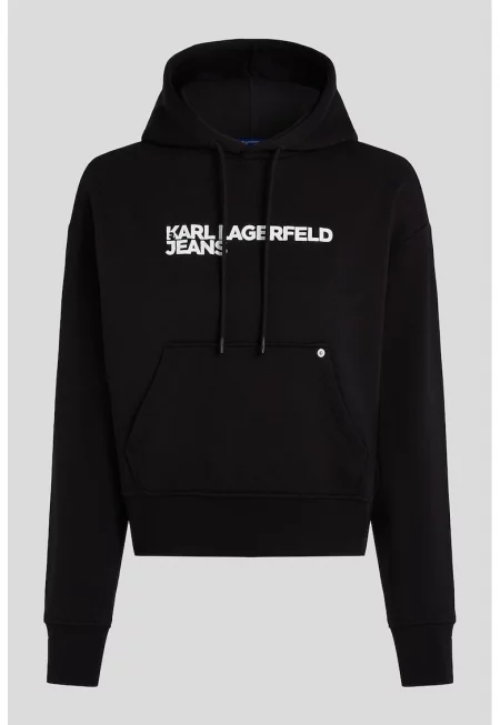 Худи с органичен памук с лого - Черен