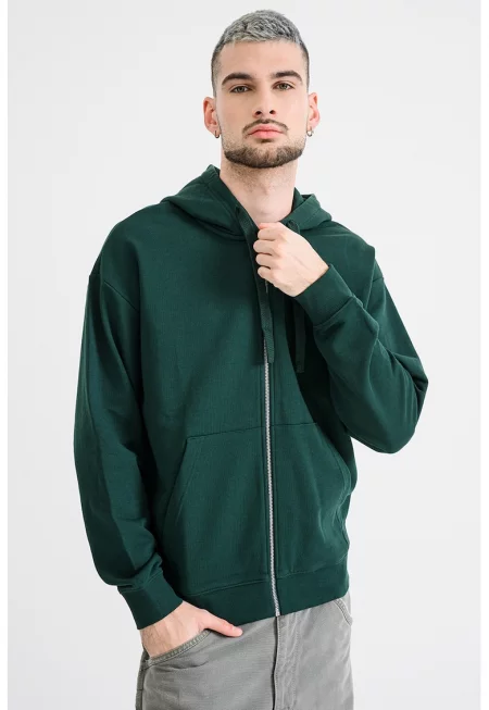 Худи с цип и скосени джобове