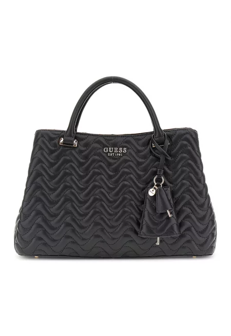 Капитонирана чанта от еко кожа - Черен