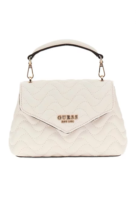 Капитонирана чанта през рамо от еко кожа - Мръснобял