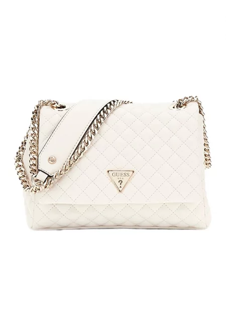 Капитонирана чанта през рамо с презрамка с верижка