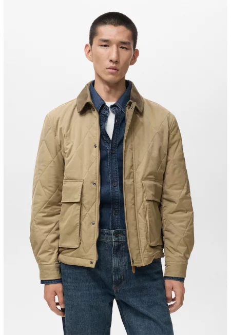 Капитонирано яке с джобове - Бежов