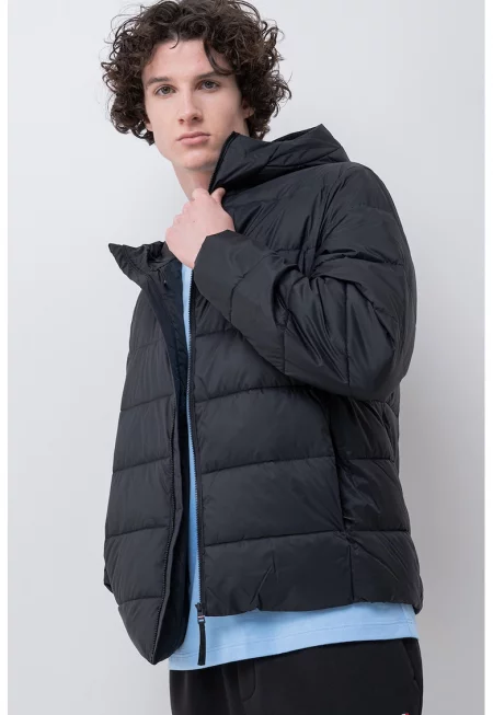 Капитонирано зимно яке с джобове - Черен