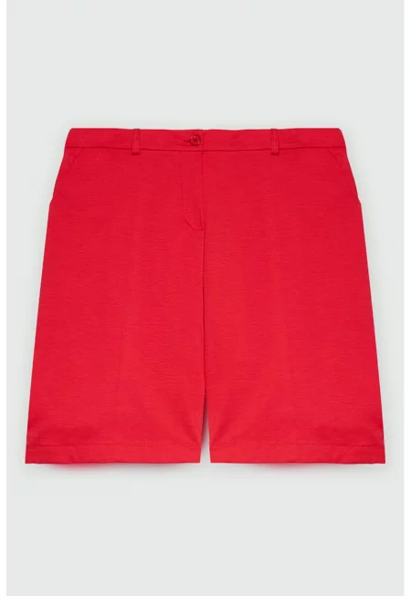 Къс панталон с памук - Червен