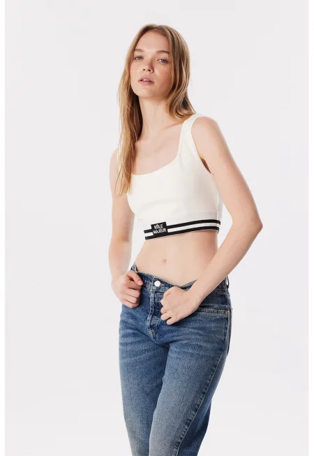 Къс топ с еластичен подгъв