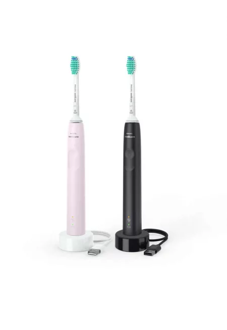 Комплект 2 Електрически четки за зъби  Seria 3100 HX3675/15 - Звукова технология - 31000 движения / минута - 1 режим на почистване - Сензор за натиск  ...