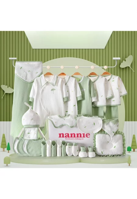 Комплект от 28 части - за новородени - зелени на 1 месец - 50-56 см