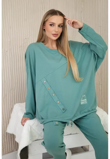 Комплект от уголемена памучна блуза и панталони - Един размер