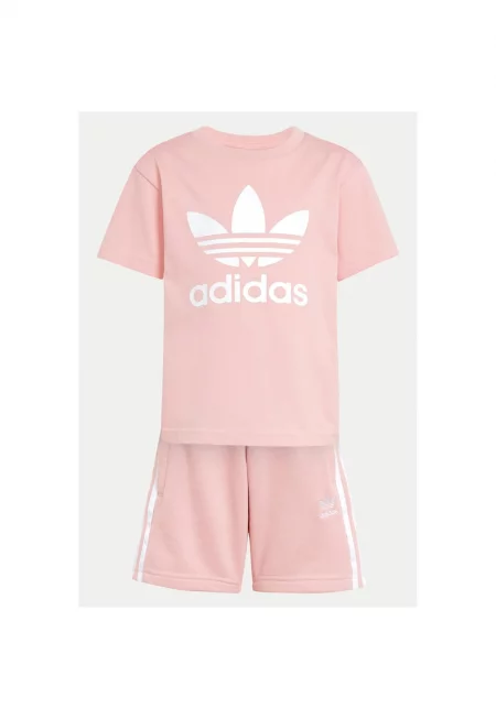 Комплект тениска и къси панталони с връзка на талията