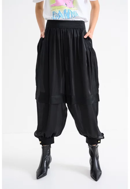 Копринен панталон Hypnotic с ниско дъно - Черен