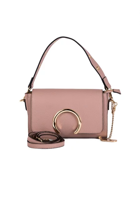 Кожена чанта Giada - Прашно розово