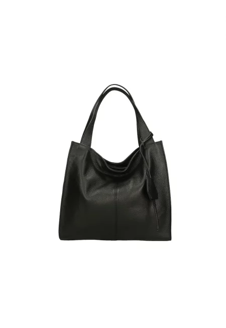 Кожена чанта през рамо с фиксирани презрамки - Избеляло черно