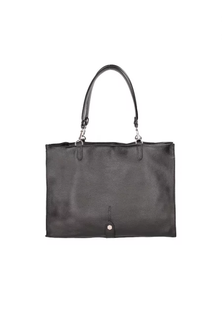 Кожена чанта с цип - Черен