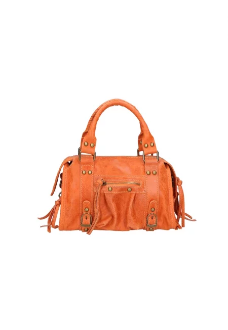 Кожена чанта за рамо от еко кожа - Оранжев
