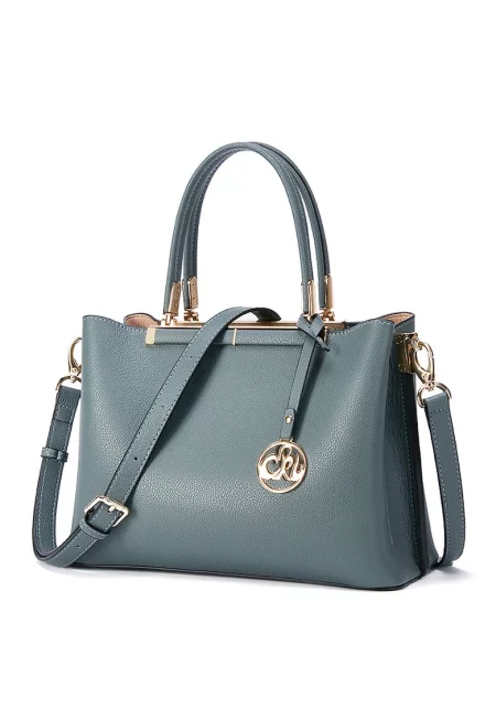 Кожена шопинг чанта Olive с отделяща се презрамка - Персийско зелено