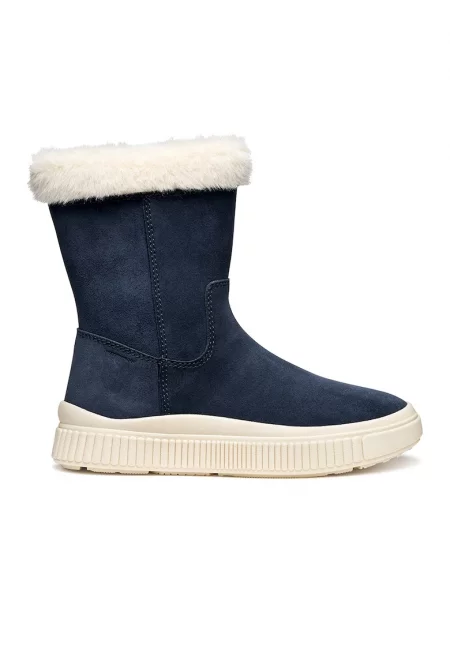 Кожени боти с цип - Тъмносин