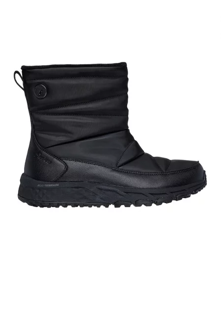 Кожени боти със синтетика - Черен