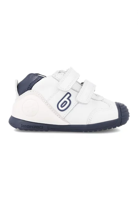 Кожени спортни обувки с велкро - Тъмносин/Бял