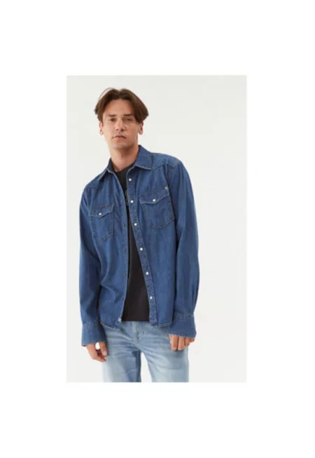 Мъжка риза -  302838936 - Памук - S INTL - Син