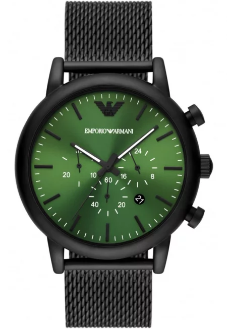 Мъжки часовник - Armani - Инокс - 46 мм - Черен