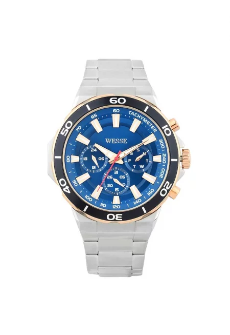 Мъжки часовник  модел WWG400605SS - сребрист - стоманена каишка - син циферблат - водоустойчив 5 ATM