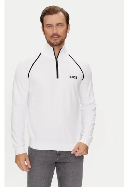 Мъжки пуловер -  304020759 - Памук - Бял - Бял