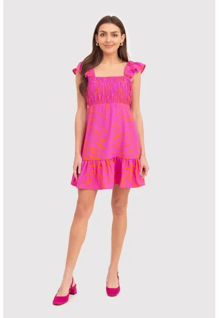 Мини рокля с волани в розово DA1721