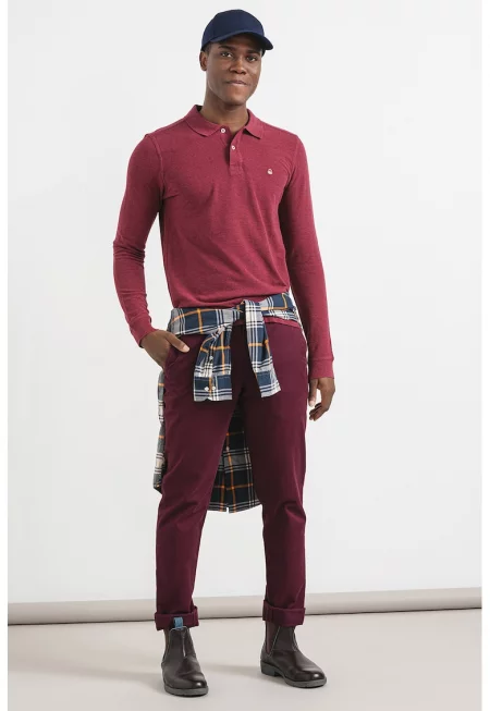 Памучна блуза с яка - Бордо