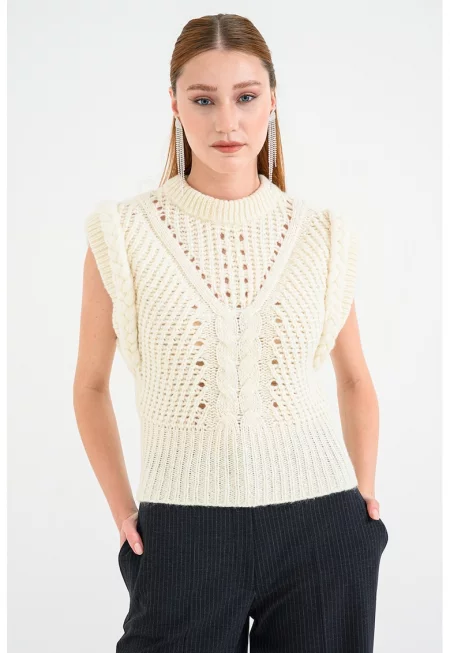 Плетен пуловер Fastina без ръкави