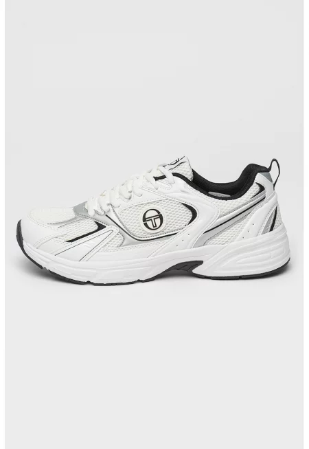 Полускосени мрежести маратонки Portland с еко кожа - Бял/Сребрист