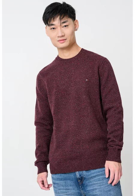 Пуловер с вълна - Тъмновиолетов