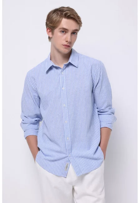 Раирана риза с памук и лен