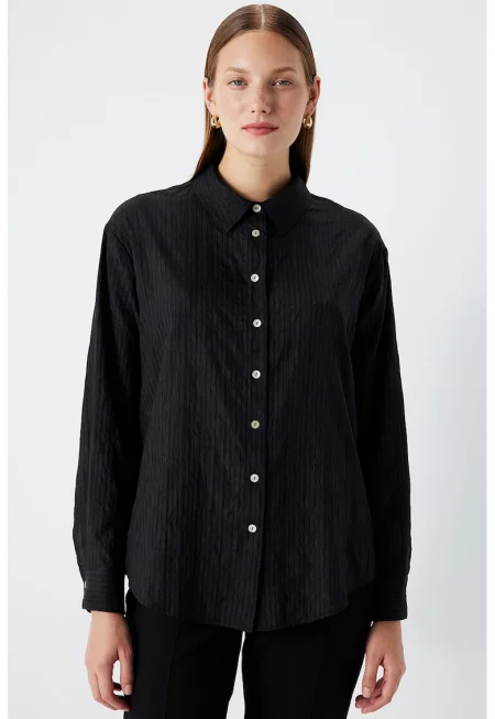 Риза със стандартна кройка - Антрацитно сиво