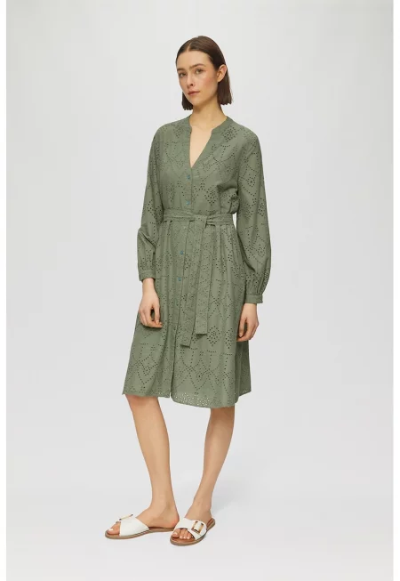 Рокля с колан - Зелени аспержи