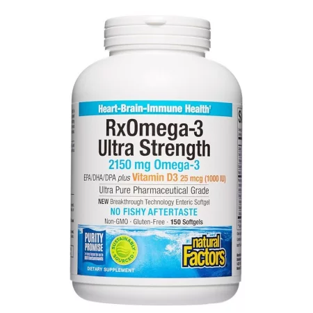 Рибено масло RxOmega-3 Ultra – 790 mg EPA-DHA & D3, 150 софтгел капсули за 5 месеца прием