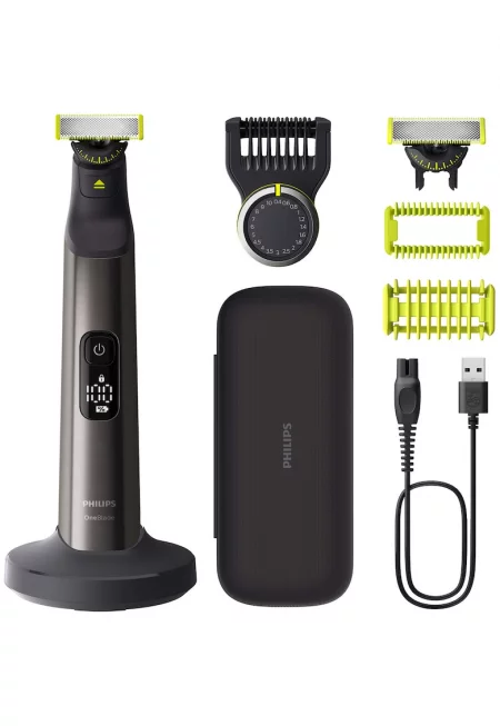 Самобръсначка (0 -2 мм) и тример (0 -4-10 мм)  OneBlade Pro - Лице и тяло - гребен с 20 настройки на дължина (0 -4-10 мм) - 2 аксесоара за тяло - 2 ножчета 360 - 90 ...