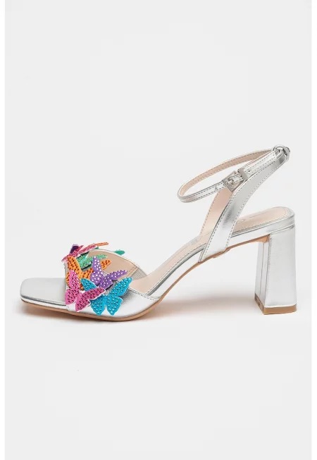 Сандали April с масивен ток - Оранжев/Виолетов/Сребрист