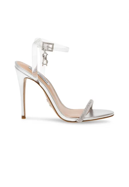 Сандали от еко кожа с декоративни камъни - Сребрист