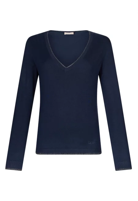 Шпиц пуловер - Тъмносин