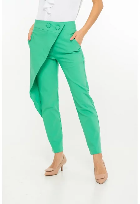 Скъсен панталон Vanessa със застъпен дизайн - Зелен