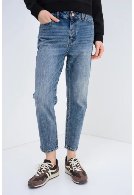 Скъсени дънки Boyfriend - Прашно синьо