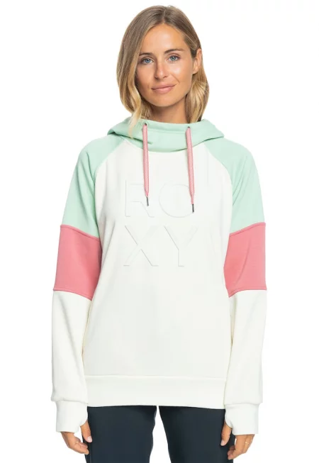 Ски худи с дизайн с цветен блок - Бял/Зелен/Бледочервен