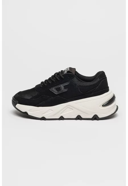 Скосени спортни обувки Savannah с велур - Черен/Мръснобял