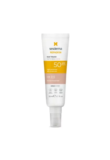 Слънцезащитен лосион  REPASKIN Silk Touch Color SPF50 - Кадифена текстура и бърза абсорбция - Водоустойчив - 50мл