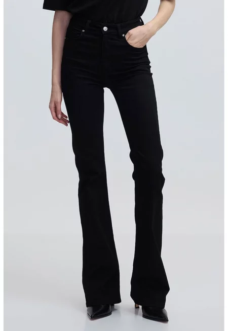 Слим дънки с висока талия - Черен